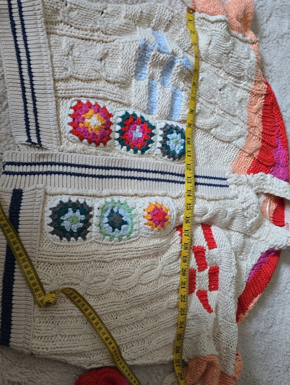 Free People Cream Multicolor Crochet Patchwork Cardigan - Picture 7 of 9